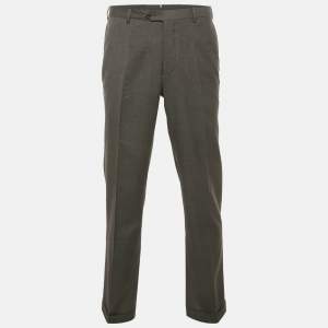 Pre Owned Salvatore Ferragamo Vintage Grey Wool Formal Trousers XL