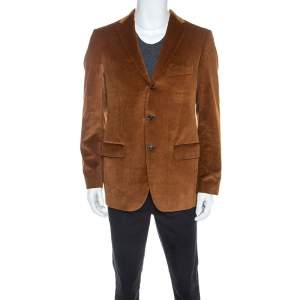 Salvatore Ferragamo Tan Corduroy Regular Fit Blazer L