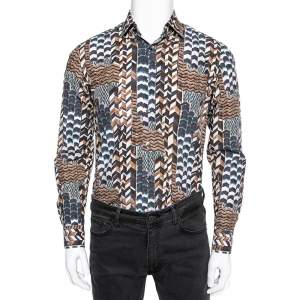 Salvatore Ferragamo Multicolor Printed Cotton Derby Fit Shirt S