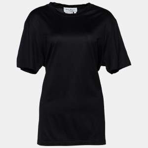 Salvatore Ferragamo Black Cotton Gancini Embroidered T-Shirt L