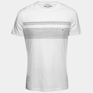 Salvatore Ferragamo White Cotton Logo Printed T-Shirt M