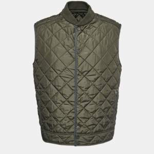 Salvatore Ferragamo Green Quilted Synthetic Sleeveless Jacket L