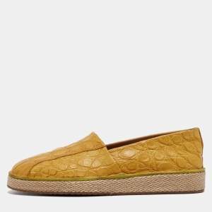 Salvatore Ferragamo Yellow Crocodile Lampedusa Espadrilles Size 41