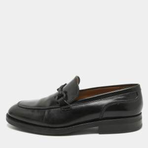 Salvatore Ferragamo Black Leather Gancini Bit Loafers Size 42