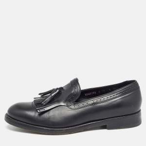 Pre Owned Salvatore Ferragamo Black Leather Tassel Fringe Loafers Size 42
