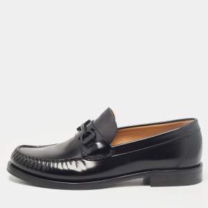 Pre Owned Salvatore Ferragamo Black Leather Fort Gancini Loafers Size 43.5