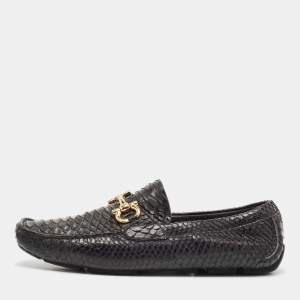 Salvatore Ferragamo Black Python Leather Mason Loafers Size 43.5