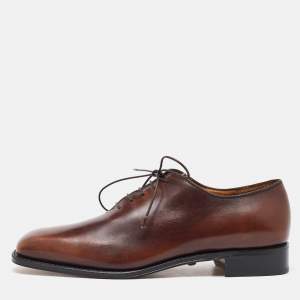 Salvatore Ferragamo Dark Brown Leather Lace Up Oxfords Size 41.5