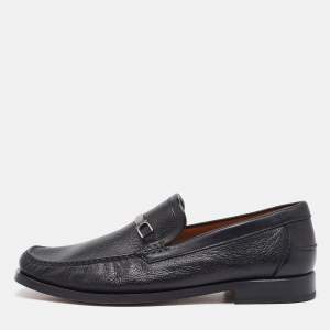 Salvatore Ferragamo Black Leather Slip On Loafers Size 41.5
