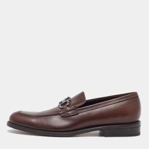 Salvatore Ferragamo Dark Brown Leather Gancini Loafers Size 41.5