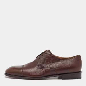 Salvatore Ferragamo Dark Brown Leather Lace Up Derby Size 41.5