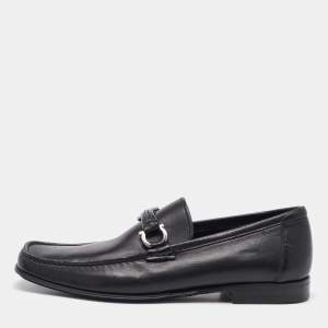 Salvatore Ferragamo Black Leather Gancini Loafers Size 41.5