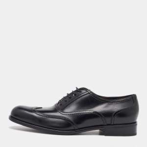 Salvatore Ferragamo Black Leather Lace Up Wingtip Oxfords Size 41.5