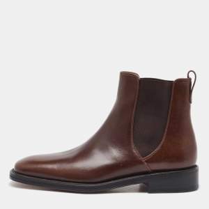 Salvatore Ferragamo Dark Brown Leather Ankle Length Boots Size 41.5
