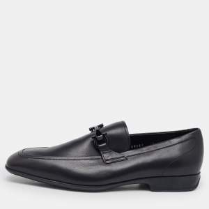 Salvatore Ferragamo Black Leather Gancini Slip On Loafers Size 41.5