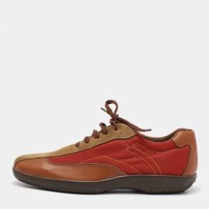 Salvatore Ferragamo Multicolor Suede and Fabric Low Top Sneakers Size 41.5