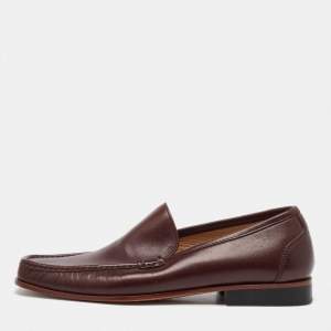 Salvatore Ferragamo Dark Brown Leather Slip On Loafers Size 41.5