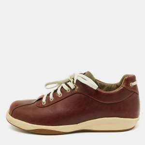 Salvatore Ferragamo Dark Brown Leather Low Top Sneakers Size 41.5