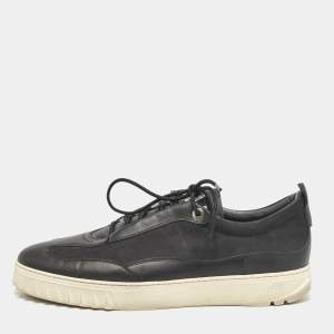 Salvatore Ferragamo Black Nubuck and Leather Aaron Low Top Sneakers Size 44