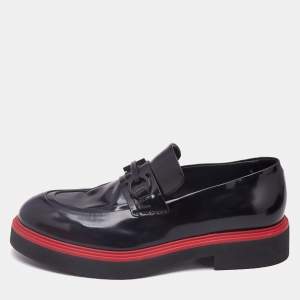 Salvatore Ferragamo Black Brushed Leather Fiorello Loafers Size 40