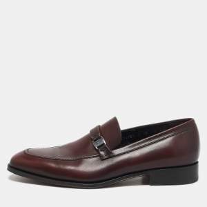 Salvatore Ferragamo Burgundy Leather Slip On Loafers Size 40