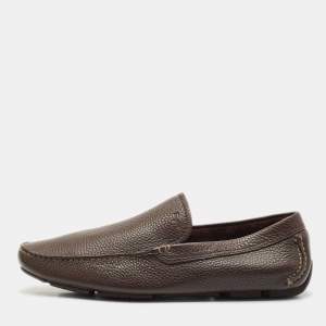 Salvatore Ferragamo Brown Leather Slip On Loafers Size 42.5