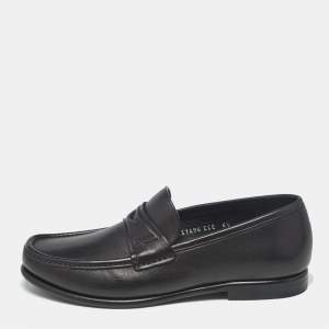 Pre Owned Salvatore Ferragamo Black Leather Slip On Loafers Size 40.5