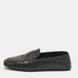 Pre Owned Salvatore Ferragamo Gancini Size 44.5 Black Leather Smoking Slippers