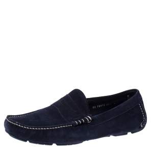 Pre Owned Salvatore Ferragamo Blue Suede Penny Driving Loafers Size 43