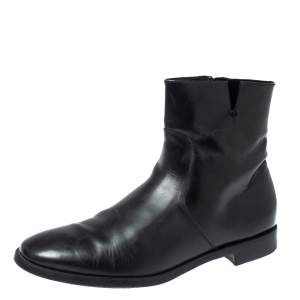 Salvatore Ferragamo Black Leather Ankle Boots Size 44