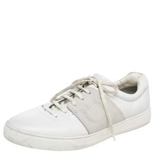 Salvatore Ferragamo White Leather Low Top Sneakers Size 45