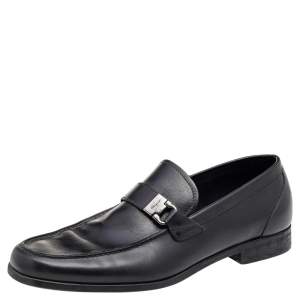 Salvatore Ferragamo Black Leather Tangeri Loafers Size 43