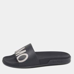 Salvatore Ferragamo Dark Blue Rubber Amos Slides Size 43