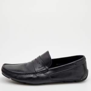 Salvatore Ferragamo Black Leather Penny Slip On Loafers Size 42.5