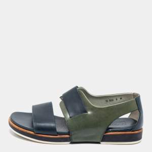 Salvatore Ferragamo Blue/Green Leather Strap Sandals Size 43