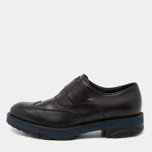 Salvatore Ferragamo Black Leather Oxford Slip-On Sneakers Size 41