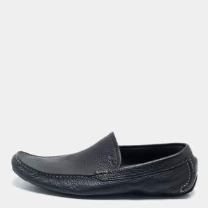 Salvatore Ferragamo Black Leather  Slip On Loafers Size 42 