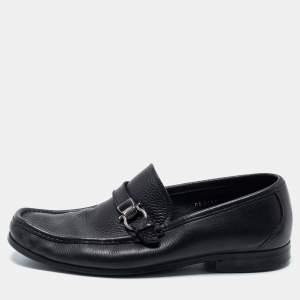 Salvatore Ferragamo Black Leather Gancini Loafers Size 43