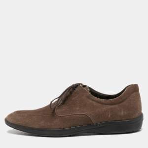 Salvatore Ferragamo Brown Suede Lace Up Sneakers Size 42