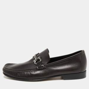 Salvatore Ferragamo Brown Leather Gancini Loafers Size 41