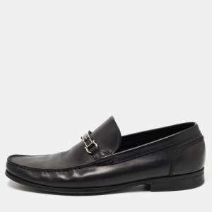 Salvatore Ferragamo Black Leather Gancini Bit Loafers Size 45.5