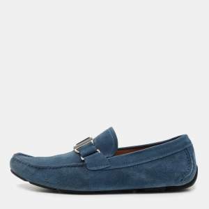 Salvatore Ferragamo Blue Suede Sardegna Loafers Size 43.5