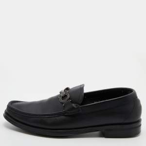 Salvatore Ferragamo Black Leather Gancini Bit Loafers Size 41