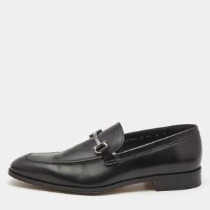 Salvatore Ferragamo Black Leather Gancini Bit Loafers Size 42