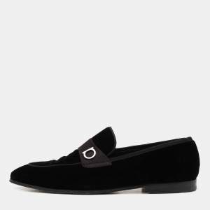 Salvatore Ferragamo Black Velvet Andrea Loafers Size 43.5