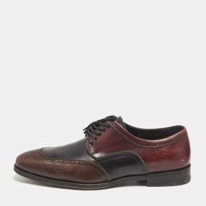 Pre Owned Salvatore Ferragamo Black/Brown Leather Lace Up Brogue Derby Size 42