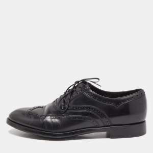 Salvatore Ferragamo Black Brogues Leather Lace Up Oxfords Size 43.5