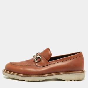Salvatore Ferragamo Brown Leather Gancini Loafers Size 42