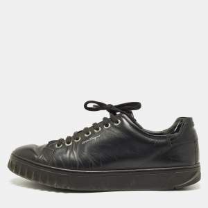 Salvatore Ferragamo Black Leather Low Top Sneakers Size 41.5 