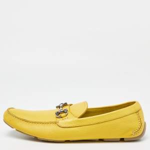 Pre Owned Salvatore Ferragamo Yellow Leather Parigi Slip On Loafers Size 48